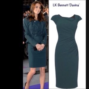 EUC L.K. Bennett Davina Teal Dress UK16 US12 EU44